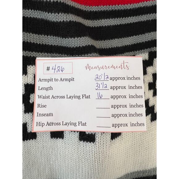 Selfie Couture by Trendology Bulky Ivory Red Black Boho Cardigan Sweater S/M - Picture 7 of 7